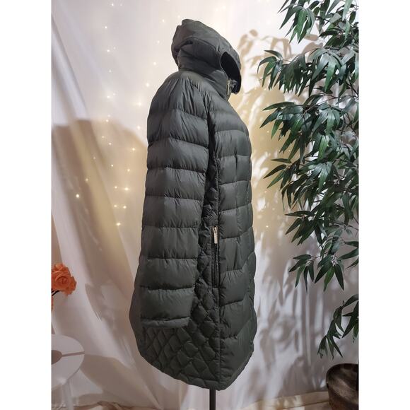 MK Michael Kors Packable Down Hooded Mid Length Puffer Coat Size XL Olive Green - Picture 4 of 14